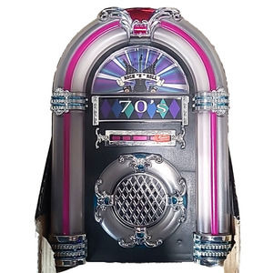 Rock N Roll 70's Tabletop Jukebox Illuminated Musical 3 Songs Battery Operated